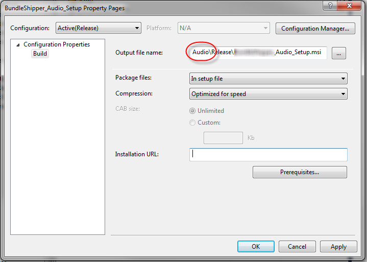 Visual Studio Multiple Setup Projects Output File Name