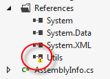 Visual Studio References Yellow Exclamation Point