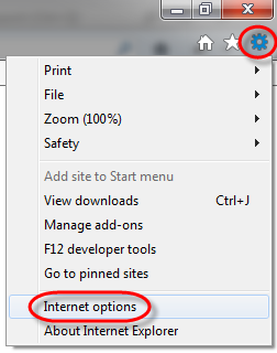 internet explorer internet options select