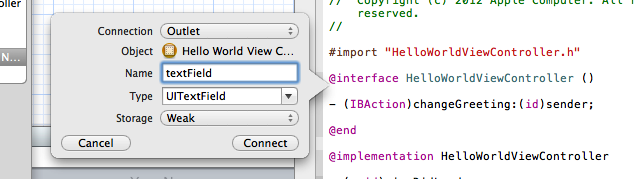 xcode configure text field outlet