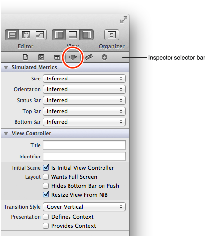 xcode inspector attributes
