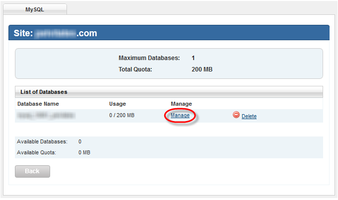 Winhost MySql Setup Success Message