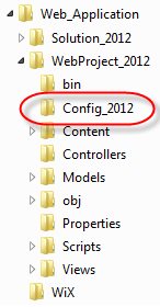 web application folder structure config_2012 folder highlighted