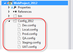 web application solution explorer show all files config_2012 folder and files