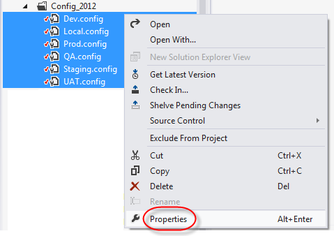 web application solution explorer show all files config_2012 folder files properties