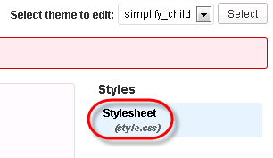 wordpress theme editor select styles file