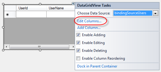 Visual Studio DataGridview Edit Columns