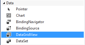 Visual Studio Toolbox Data data grid view