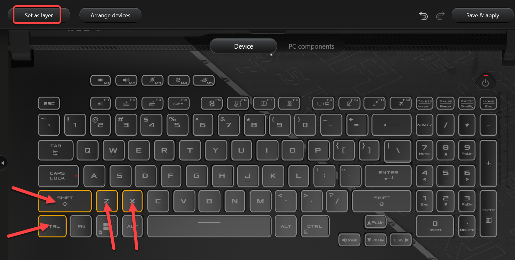 Set the ASUS ROG Strix laptop keyboard key colors one-by-one – Pinter ...